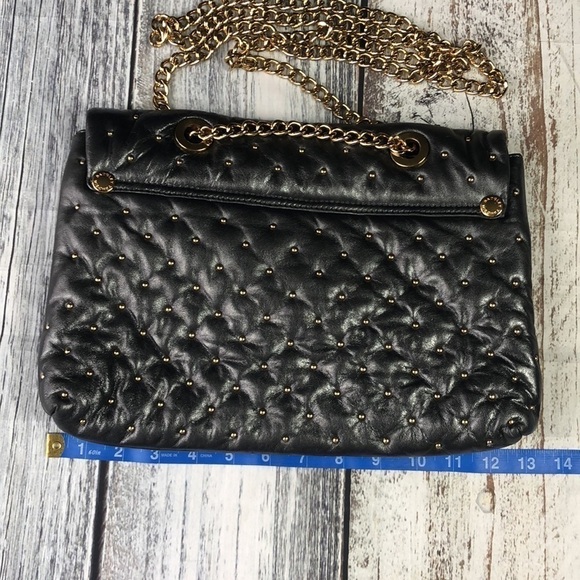 Badgley Mischka Gold Studded Dark Gray Cross Bag - Picture 4 of 9
